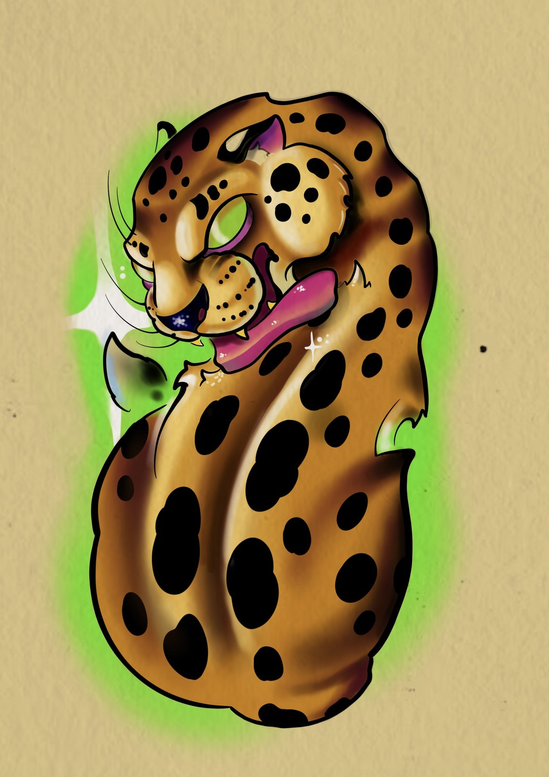Curled leopard flash design