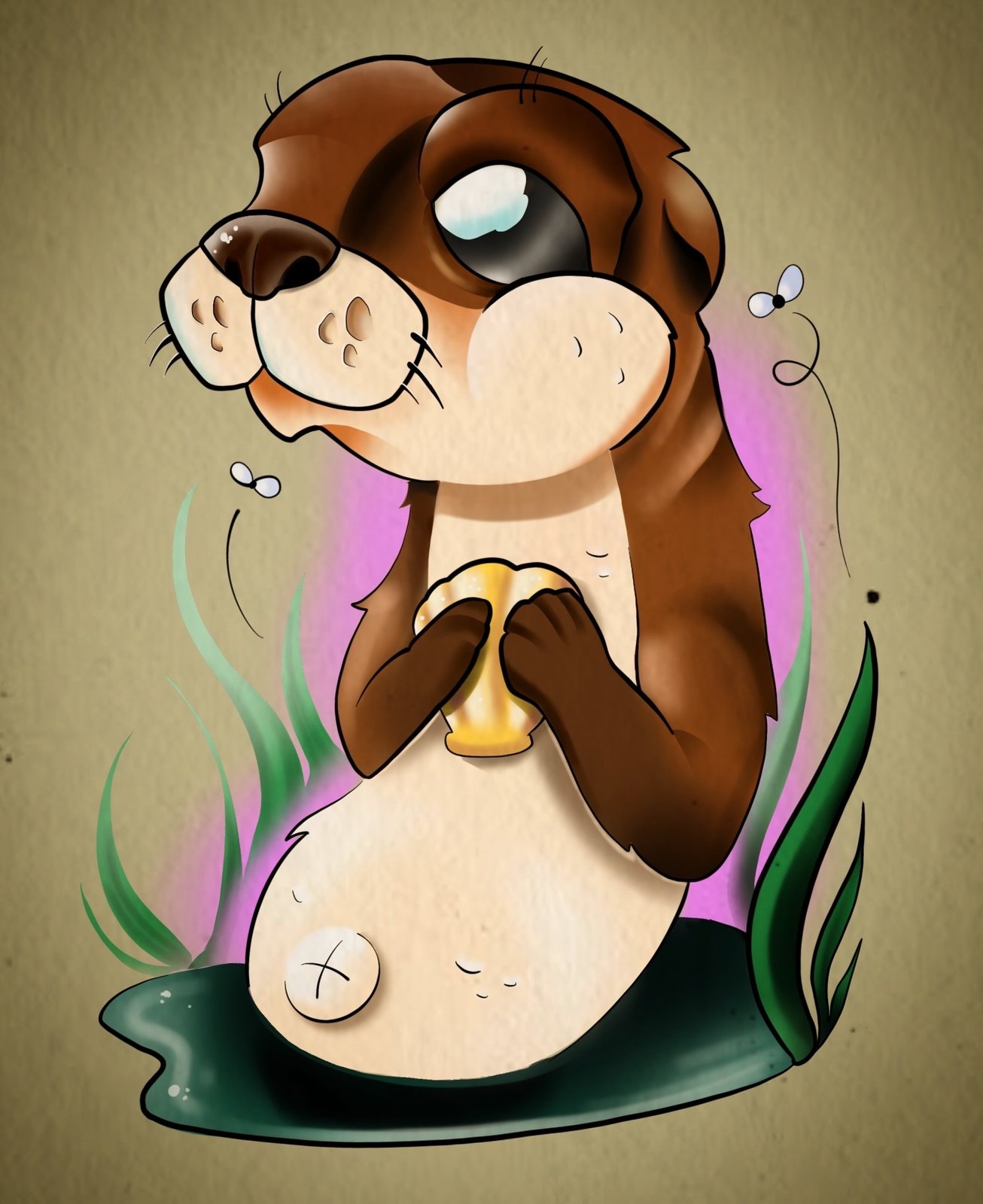 Sea otter on a lily pad flash design