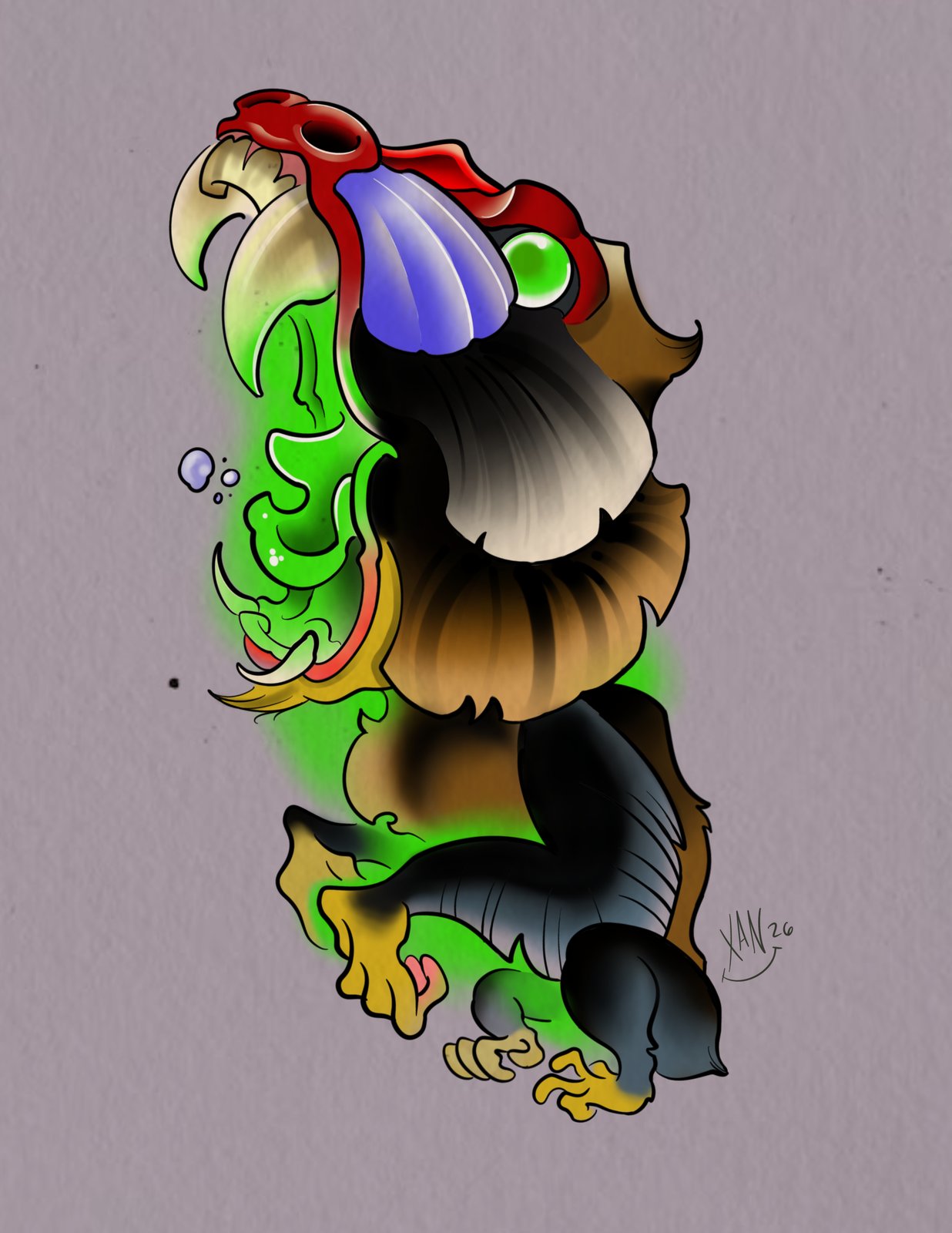 Vulture-like griffin creature flash design